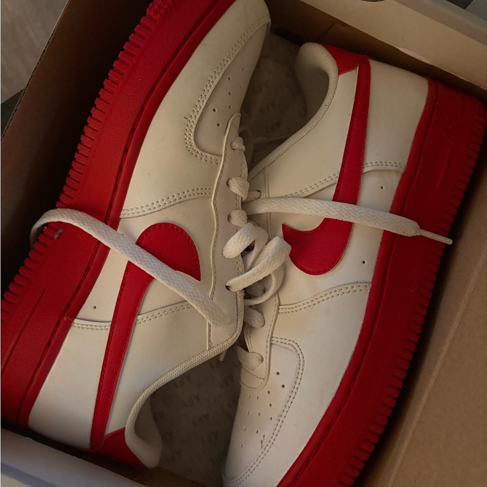 Nike Red and White Sneakers Classic Design